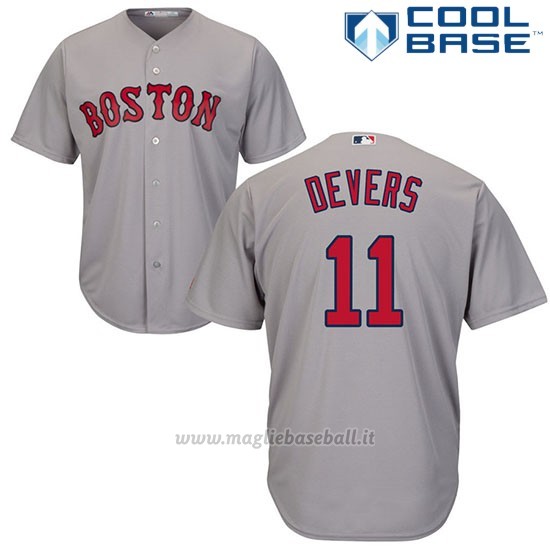 Maglia Baseball Uomo Boston Red Sox 11 Rafael Devers Grigiocool Base